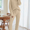 Solid Color Women's Round Neck Long Sleeve Trousers Warm Suit